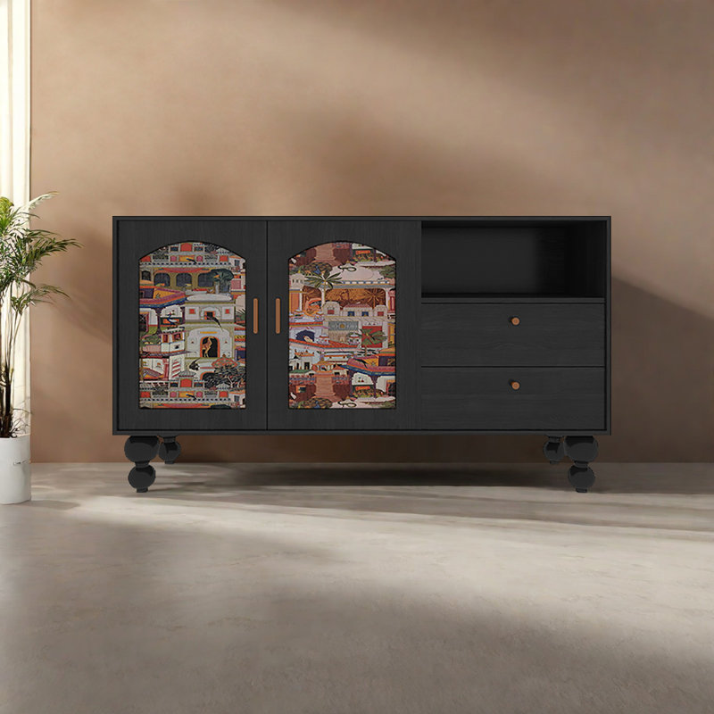 Buffet haut de gamme au design français rétro, Noir, noir, noir, noir