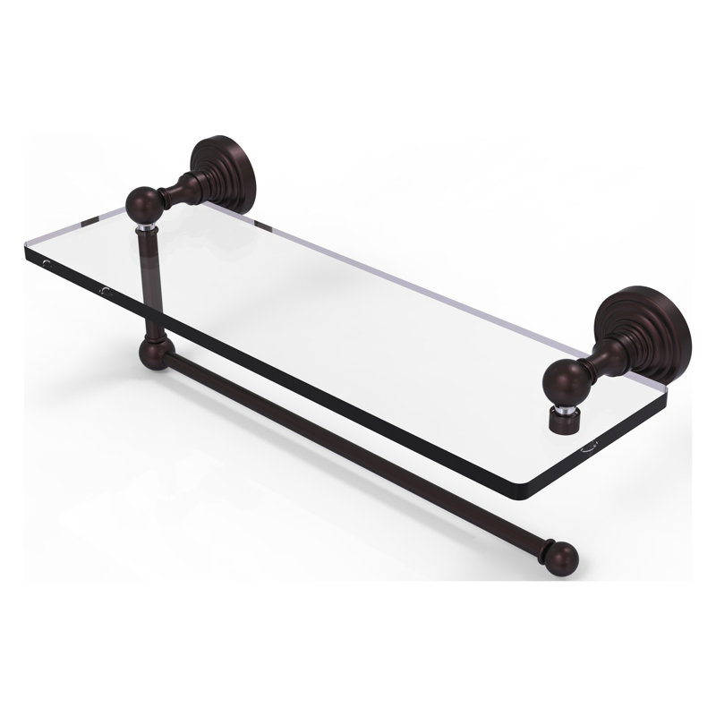 Beresford Bracket Shelf with Towel Bar, Antique Bronze, 5'' H x 16'' W x 5'' D