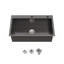 Évier de cuisine en acier inoxydable, 32 po x 19 po, lavabo sur pied fait à la main en noir, avec drain et crochet standards américains