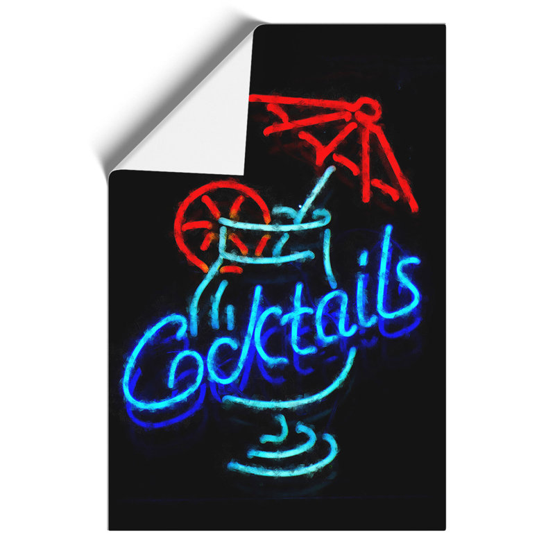 Cocktails Sign Painting - Frameless Print, 59cm H x 42cm W x 0.1cm D