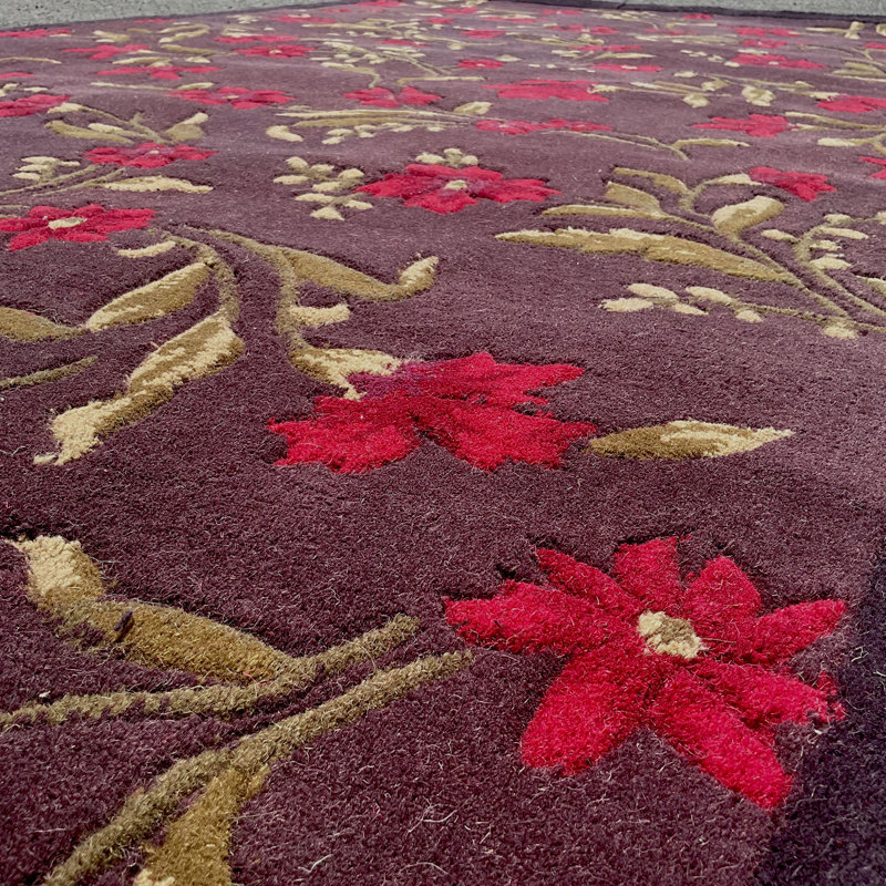 Wool Floral Indoor Rug, Rectangle 4'9" x 7'7"