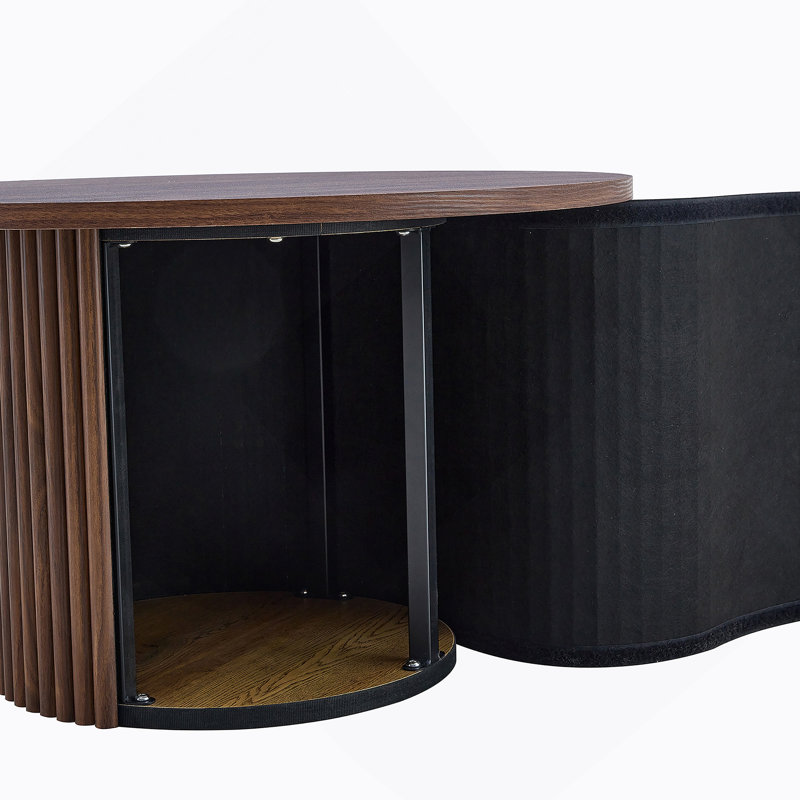 Table basse moderne 27,5 "avec rangement caché, Noyer