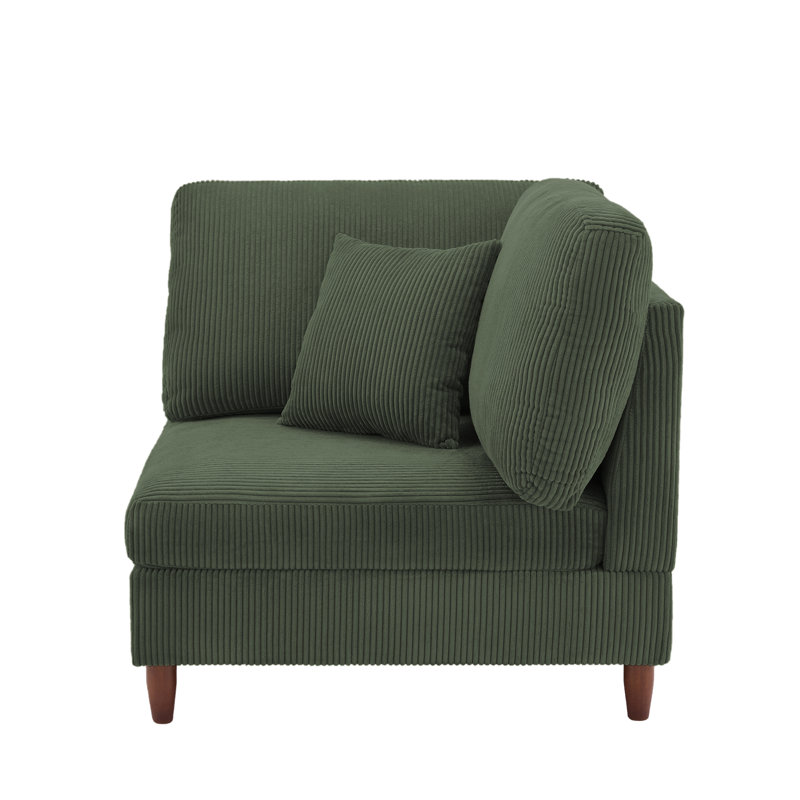 Seemab 102.1Cm Wide Corner Wedge, Green Corduroy