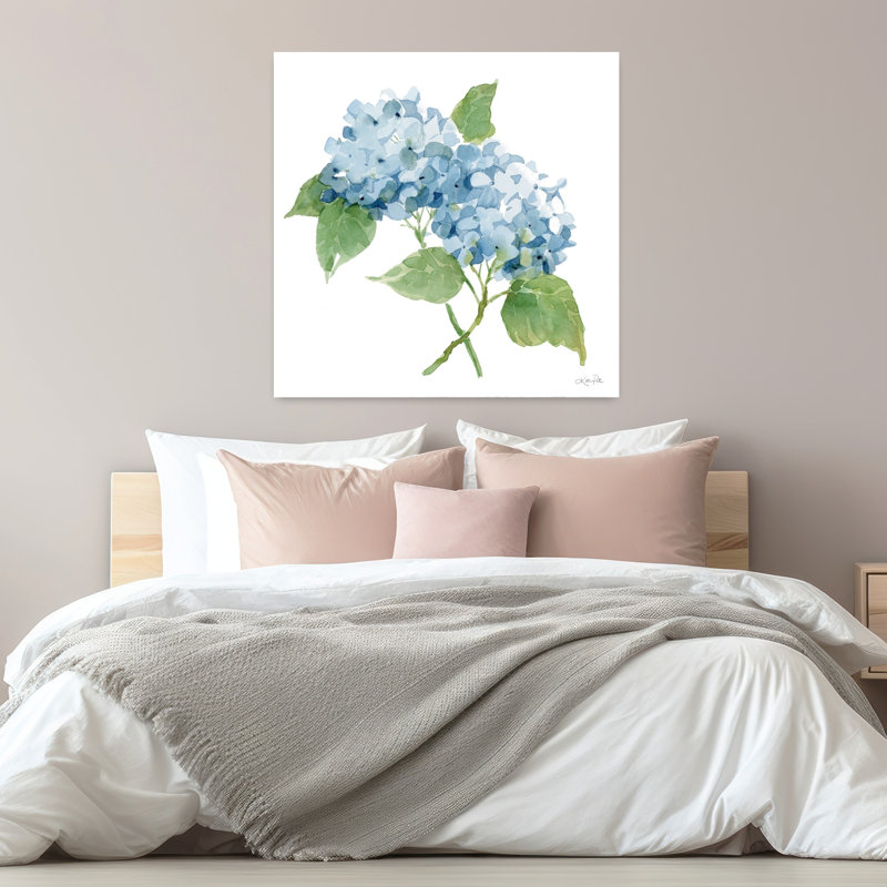 Hortensia bleu contemporain avec art floral bleu, H 32 po x l 32 po