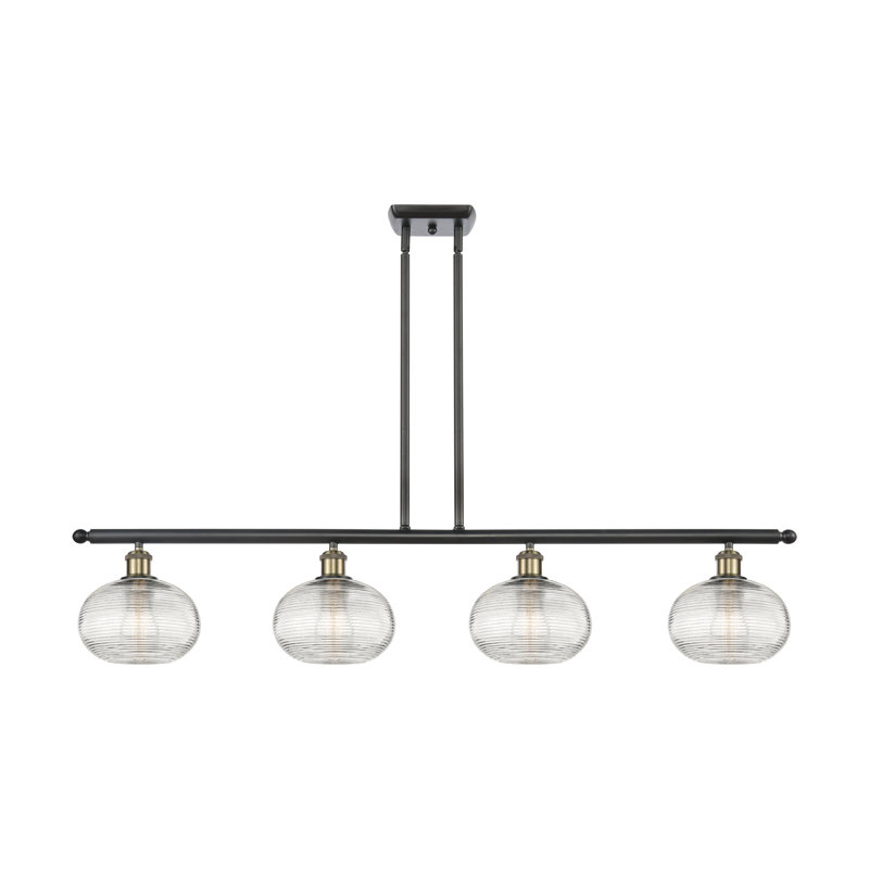 Luminaire suspendu pour îlot de cuisine 4 lumières Larrick, Laiton antique noir