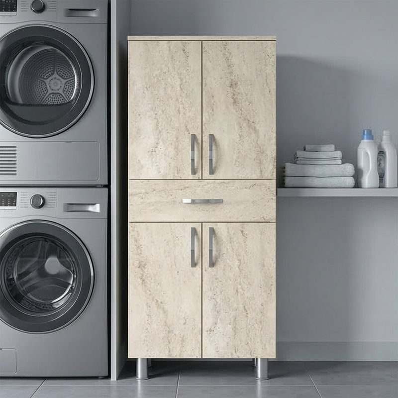 Aurelia 55" Freestanding Kitchen Pantry with Drawer and Adjustable Shelving