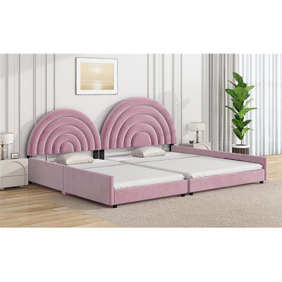 Upholstered Velvet Scalloped Bed