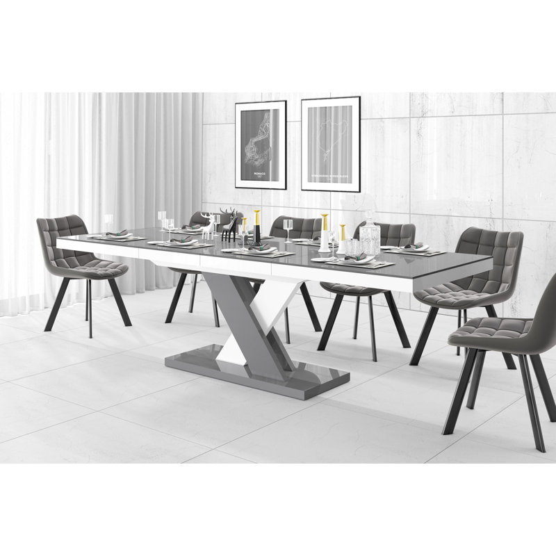Danyar Extendable Dining Table, Grey, Grey/White