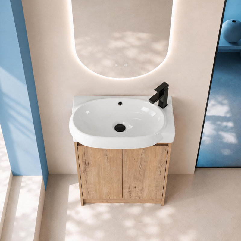 Meuble-lavabo autoportant 23 po Bend (assemblé), Brun