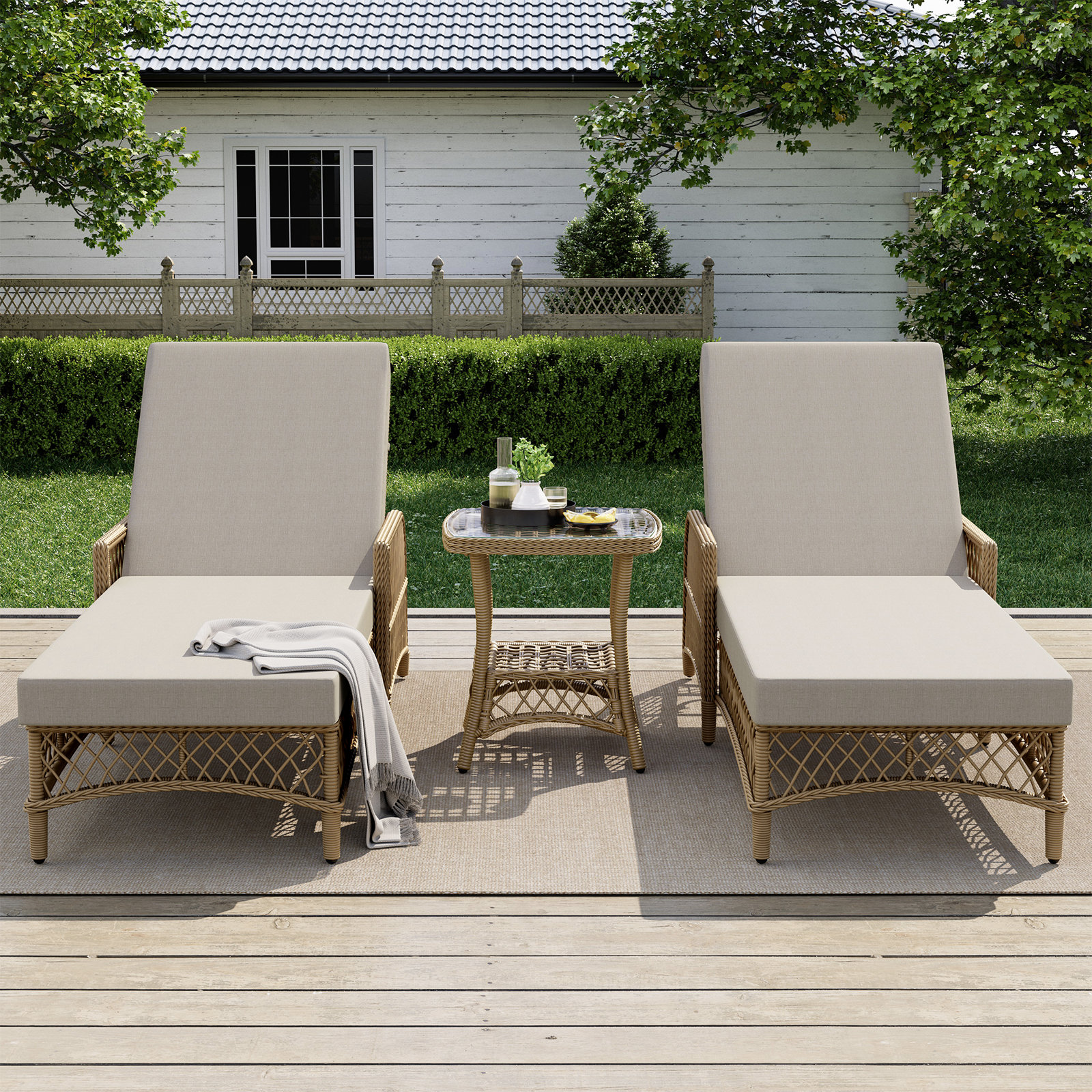 Kyla 27" Patio Chaise Lounge Set