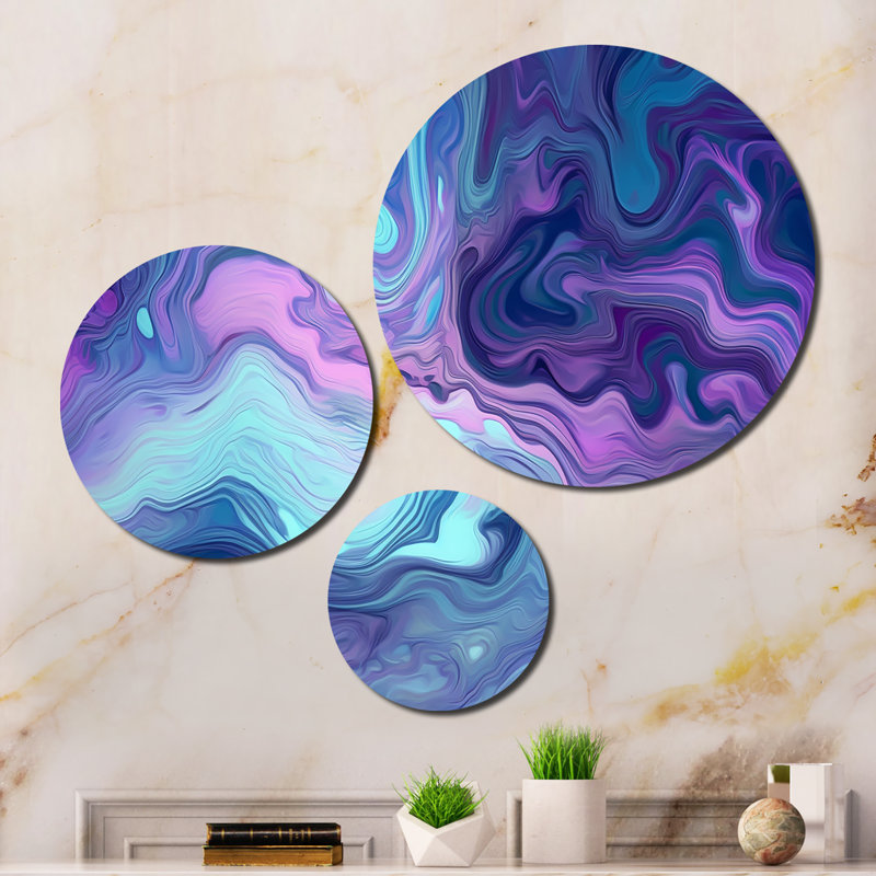 Turquoise Purple Marble Fusion II - Abstract Wall Art