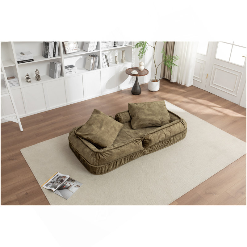 Upholstered Human Dog Bed For Adult & Pe,With 5 Adjustable Position &Massage Pillow, Bean Bag Floor Sofa With 2 Soft Pillows