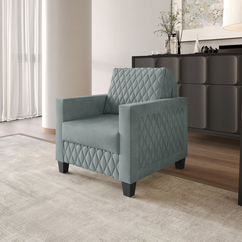 Chaise rembourrée en velours, Polyester bleu clair