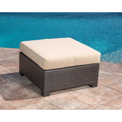 Desmonde Wicker Outdoor Ottoman with Sunbrella® Cushion