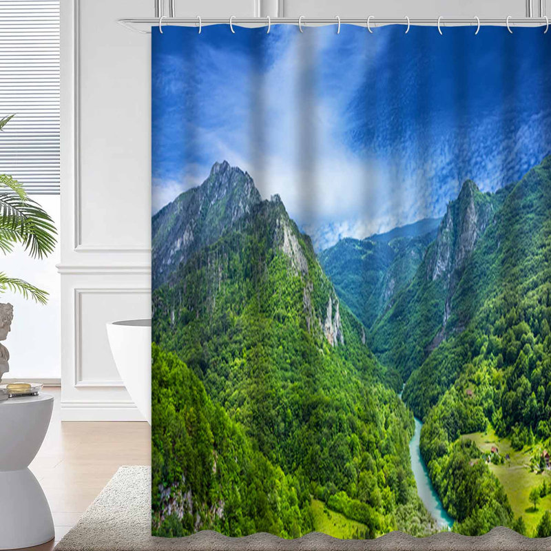 Rideau de douche Mountain River Forest Valley Canyon avec 12 crochets, L 72 po x l 72 po