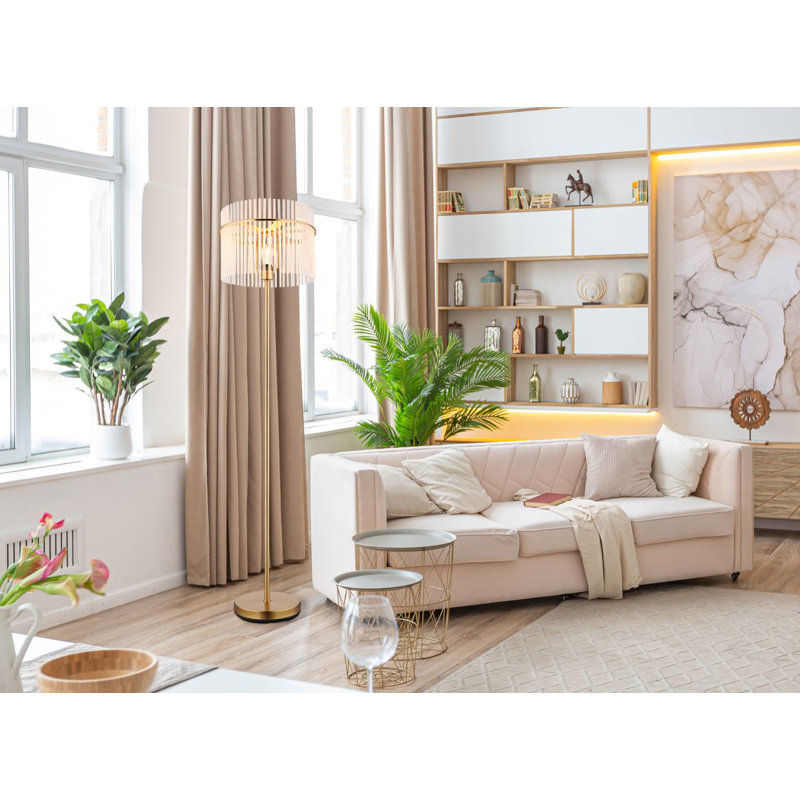 152cm Traditional Floor Lamp, Clear/Opal, Gold