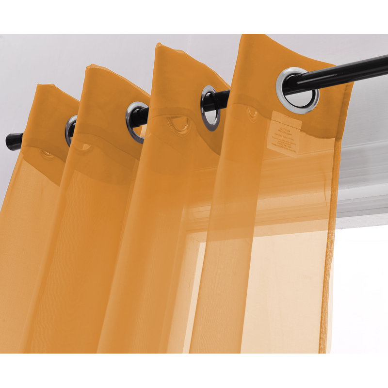 Batavia Voile Solid Sheer Grommet Window Curtain Panel, Neon Orange, 54" W x 90" L