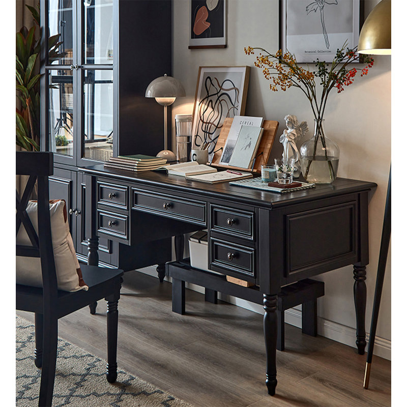 Bureau pratique à domicile avec cinq tiroirs, 29.9" H x 55.1" W x 27.6" D