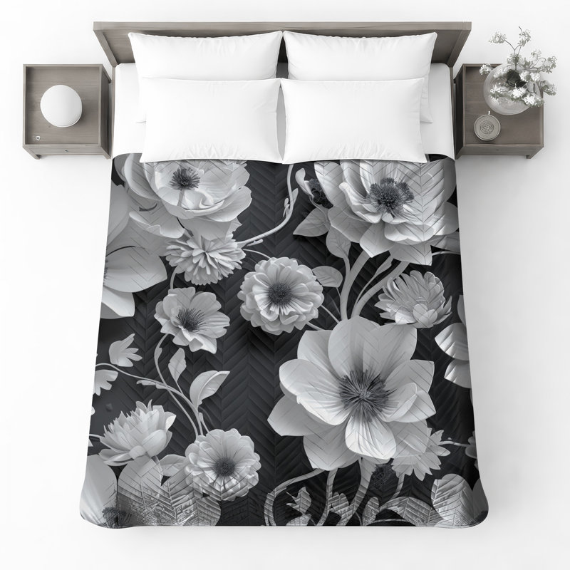 Couvre-lit floral noir, Double