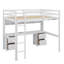 Ensemble de lit mezzanine double, bureau, armoires, tiroirs, plateau de chevet et port de charge électrique