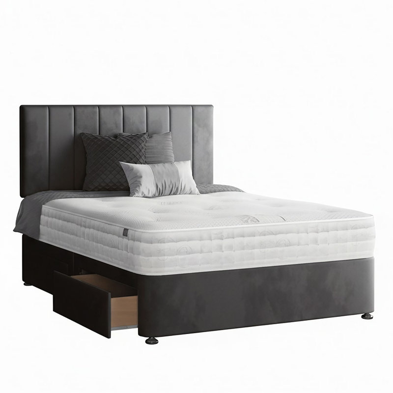Ohioville Divan Bed Base, Single (3'), Grey, No Drawer