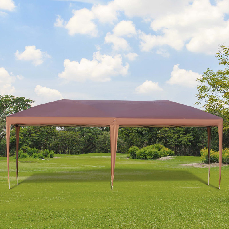 Tente à auvent escamotable 10 pi x 19,2 pi Outsunny, Brun