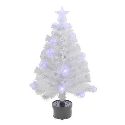 Arbre de Noël artificiel blanc 3 pi avec lumières blanches