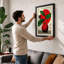 Red Apple Rising Japandi 1 Piece Single Picture Frame Wall Art-136656901-136656902