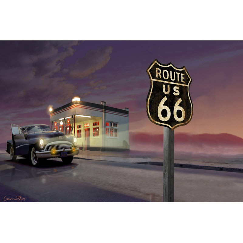 «Route 66» par Chris Consani - impression sur toile tendue, H 32 po x l 48 po
