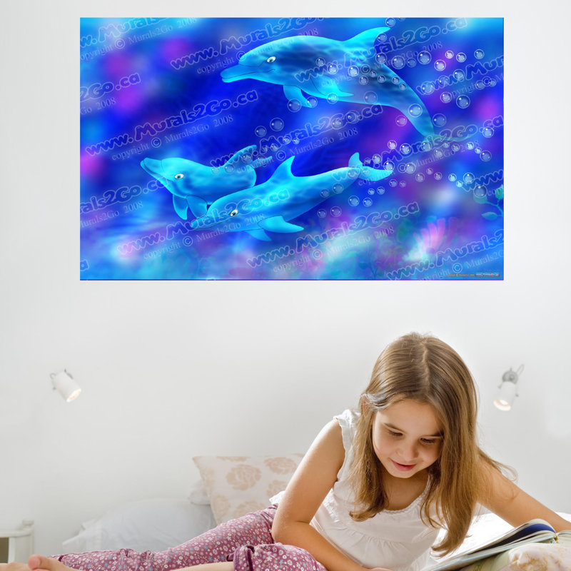 Affiche lustrée dauphins, H 15 po x l 24 po