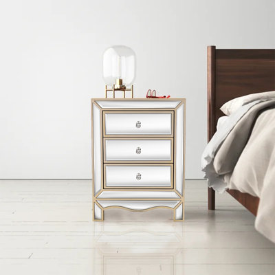 Denziel 19.9'' W Glass Nightstand