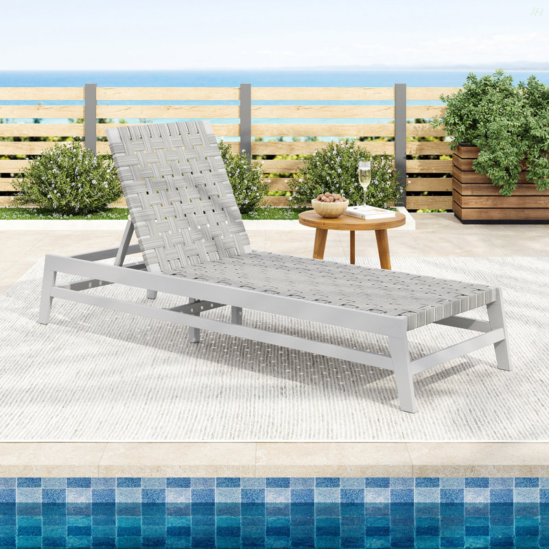 Chaise longue d'extérieur en corde, Gris