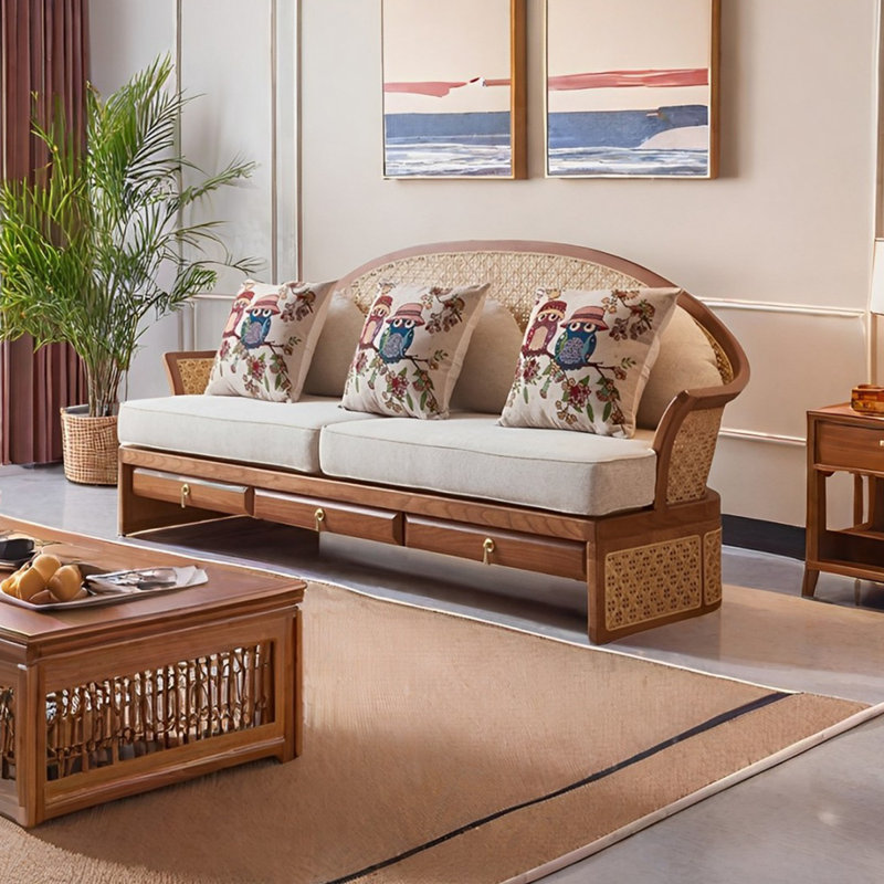 Chinese Solid Wood Lounge Sofa - Stylish & Durable