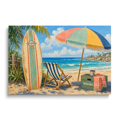 Reproduction sur toile d'un paysage de plage d'été - 61 x 91 cm