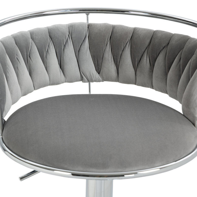 Ginko Modern Adjustable Bar Stools, Swivel Counter Stools with Upholstered Seat, Backrest, Footrest and Metal Frame for Kitchen and Home Bar 