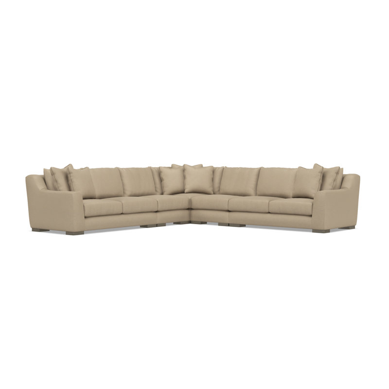 Gabi 5-Piece Fabric Sectional, Taupe Polyester, 35" H x  140" W x 140" D, Symmetrical