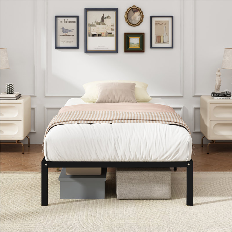 Metal Platform Bed Frame, Twin, Black
