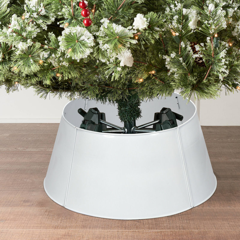 Couvre-anneau de Noël en métal galvanisé avec jupe décorative blanche