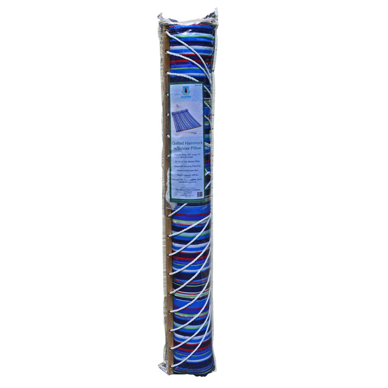 13′ Quilted Hammock with Matching Pillow (Stand Sold Separately), Blue/Green/Red Striped