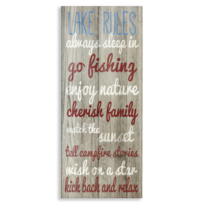 «Rustic Lake Rules», art mural sur toile par SD Graphics Studio