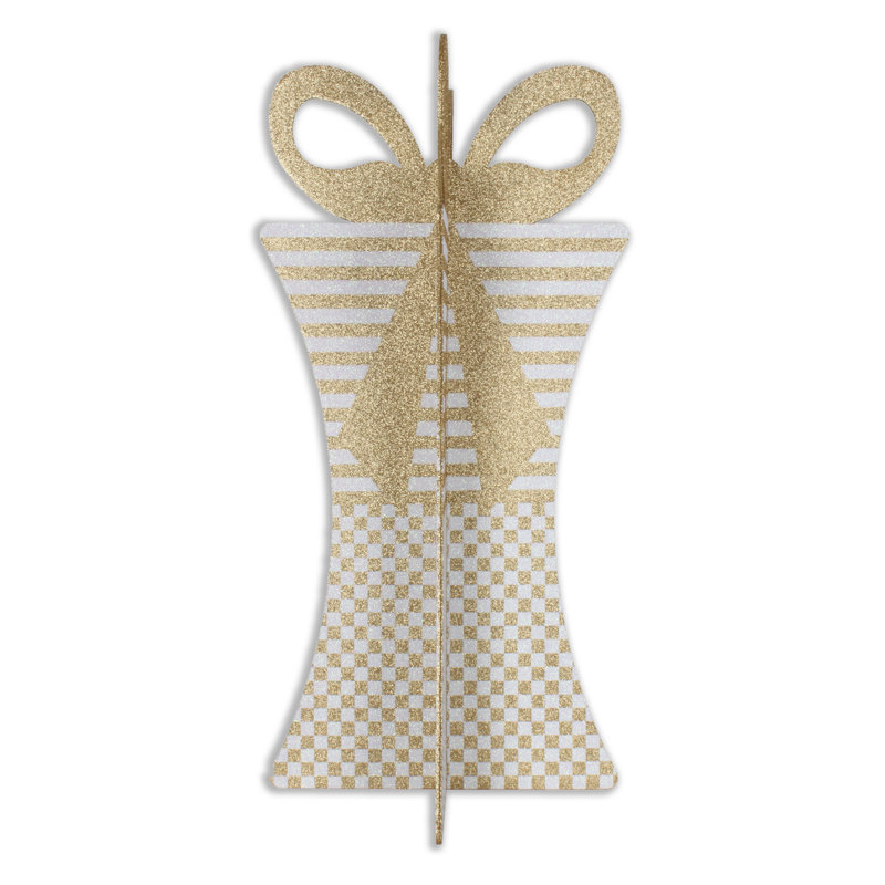 Boîte-cadeau 3D, Doré / Blanc