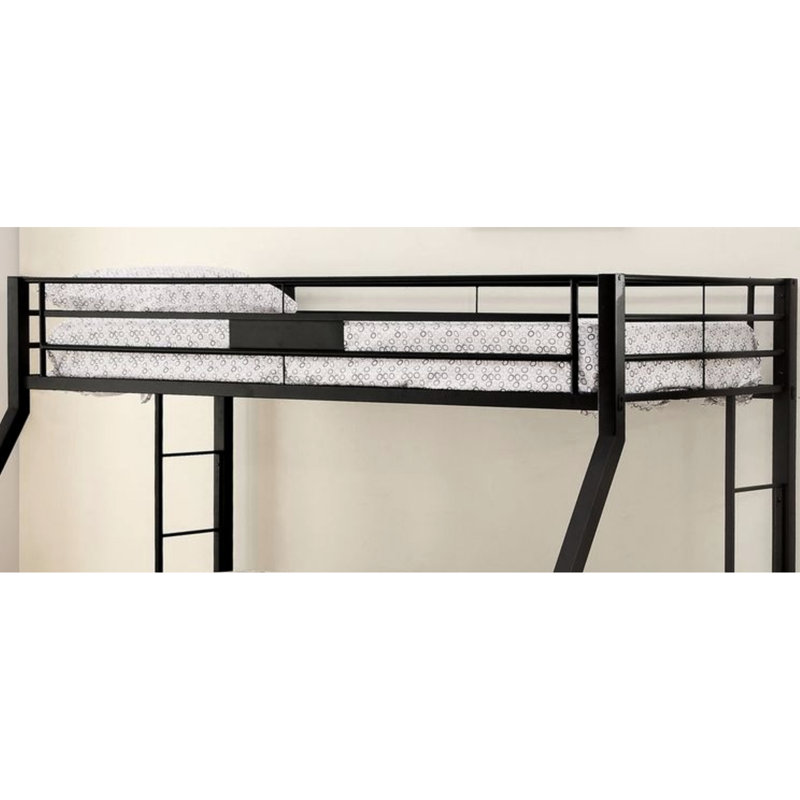 Lit superposé noir en métal et sable, compatible avec les lits simples TG / TG, lit simple avec détails faciles à monter
