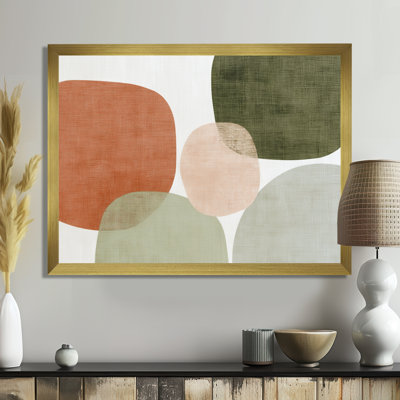 Orange Minimalism With Simple Shapes Of Green - Minimalism Wall Art, Orange Minimalist Canvas Print