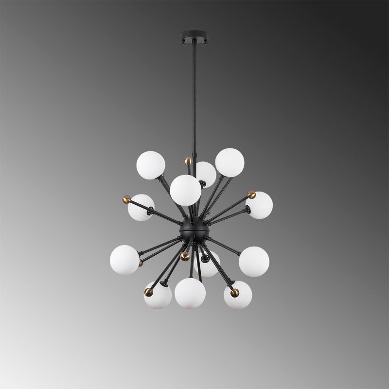 Lustre sphérique Spunik à 12 lumières Beiler, H 24 po x l 24 po x P 27 po, Noir