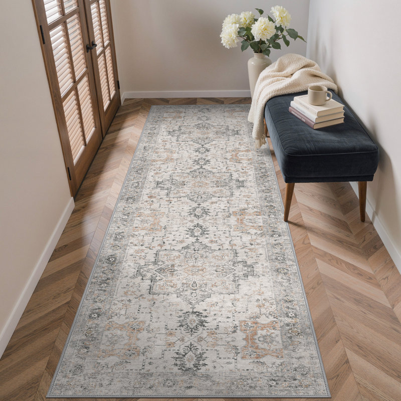 Tapis de couloir oriental Roehit, Tapis de couloir 2 pi x 10 pi, Brun taupe clair