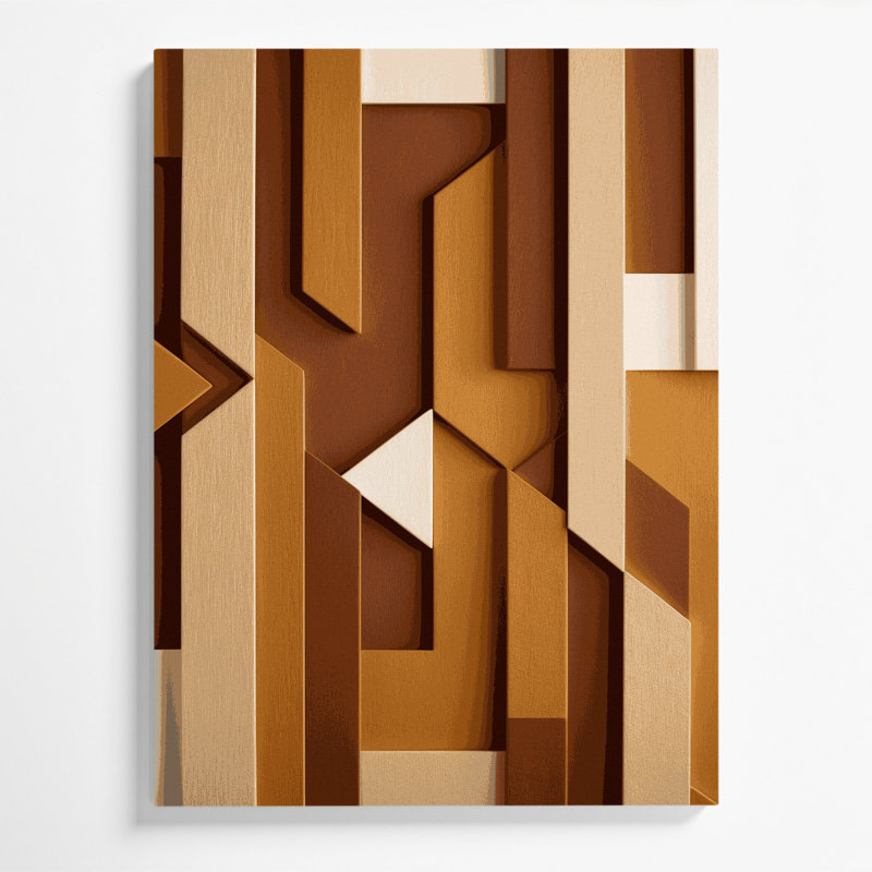 "Abstract Shapes 95", art mural sur toile brune, H 20 po x l 16 po