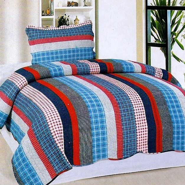  Ensemble de courtepointe réversible 2 pièces Stripe