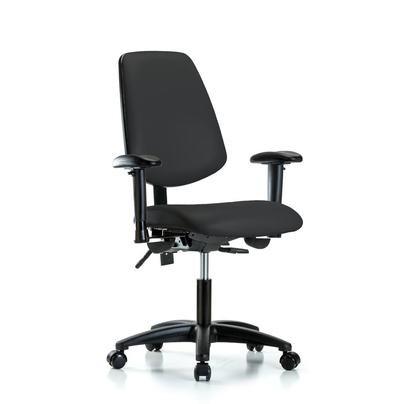 Chaise de travail Roxana, Noir, Roulettes, Inclus
