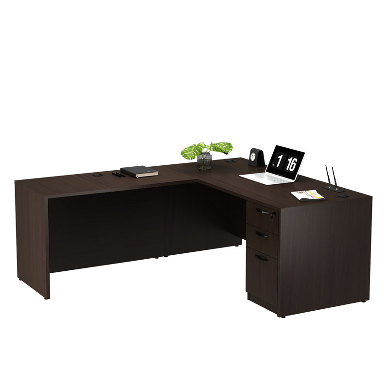 L-Shaped Executive Desk, Brown