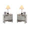 Classic Luxury Look Silver 1Pc Table de chevet en bois avec tiroirs et miroir